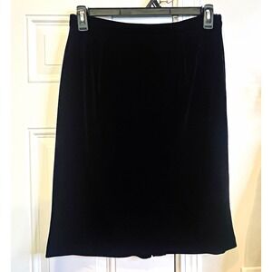 Vintage 90s Dark Academia R&K Evening Black Velvet Midi Skirt Size 10 Whimsigoth